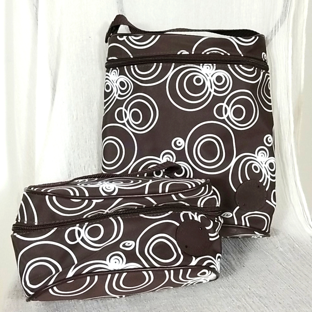 Amycoe 2 piece Insulated brown & White Lunch Bag